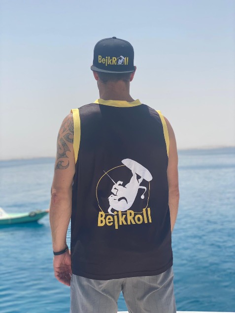 Sportovní funkční dres BejkRoll černo žlutý - zadek