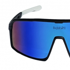 Sunglasses BejkRoll Champion REVO + EVA Box - black/white - green/blue mirror - front1/2