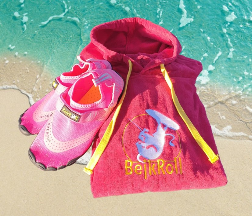 Zestaw wodny - ponczo ręcznikowe w kolorze arbuza + buty do wody - wybierz kolor