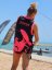 Camiseta de kitesurf BejkRoll negro rosa/logotipo excéntrico (con orificio para gancho de trapecio) - con tu propio texto - Color: negro/rosa, Talla: S