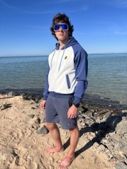BEJK VELVET - Velvet sweatshirt with hood BejkRoll - raglan blue - size L