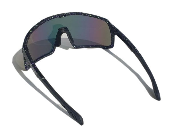 Sunglasses BejkRoll Champion REVO + EVA Box - black with color dots - pink/yellow mirror - side