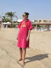 Ponczo surfingowe WAVE MASTER - arbuzowe czerwone