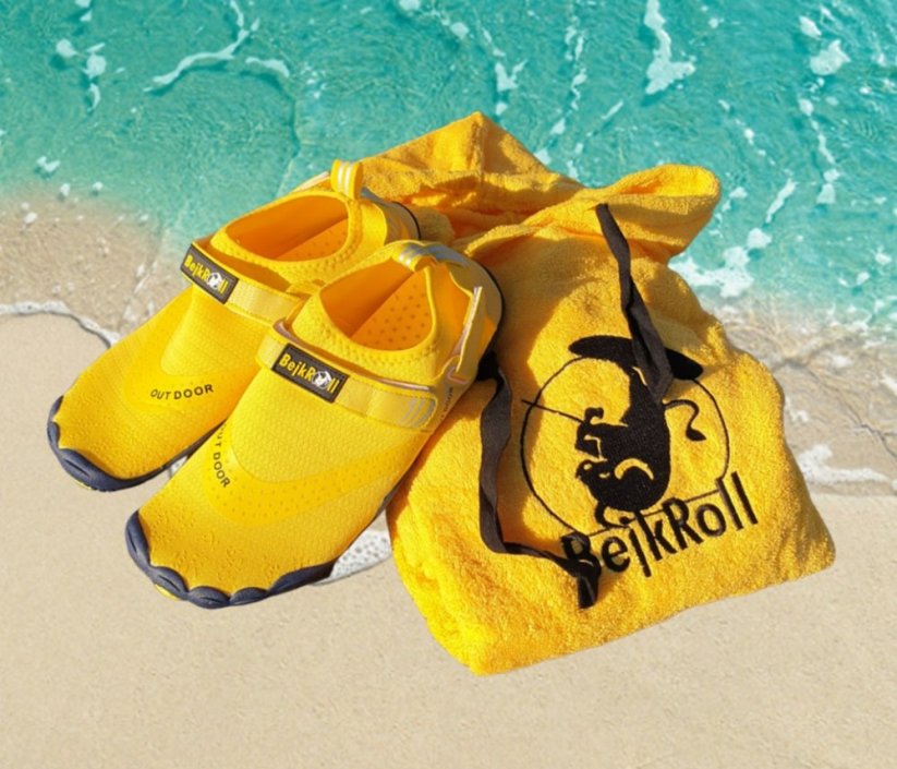 Surf Pončo BejkRoll žluté a boty do vody - žluté