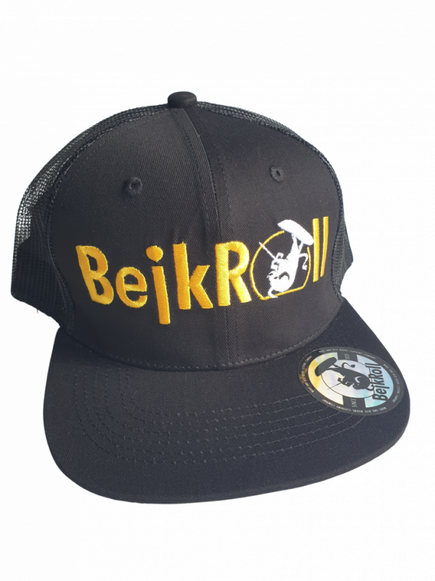 Snap Trucker Black cap BejkRoll - Flat logo - front