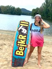 Sports functional Tank Top BejkRoll pink blue - personalised - front with wakeboard