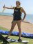 Camiseta de kitesurf BejkRoll negro amarillo/logotipo excéntrico (con orificio para gancho de trapecio)