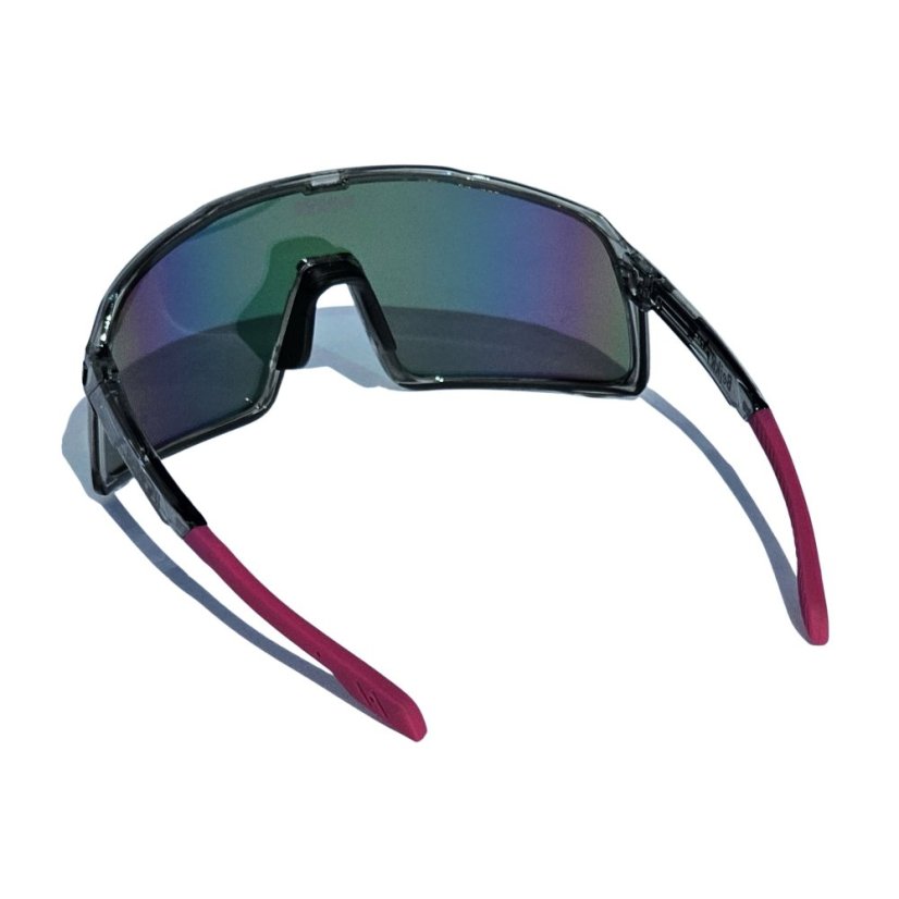 Sunglasses BejkRoll Champion REVO + EVA Box - transparent grey - lila-pink mirror - back