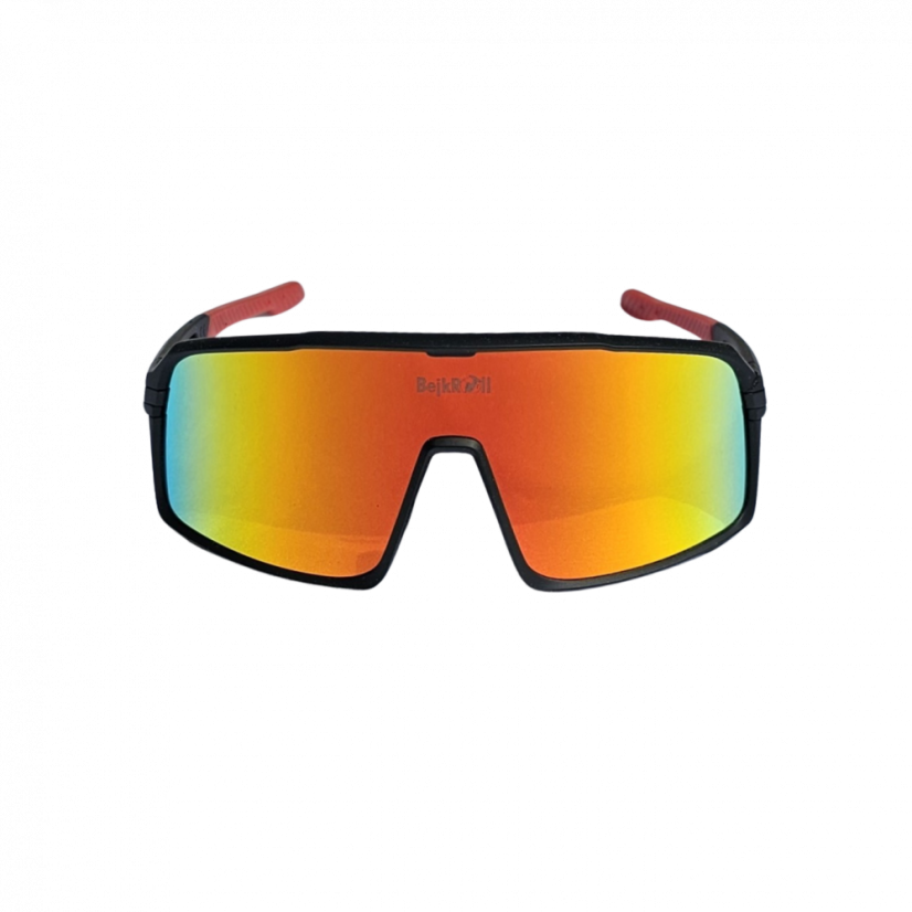 Brýle BejkRoll Champion REVO + EVA Box - černé/červené - oranžové/zelené zrcadlo - předek