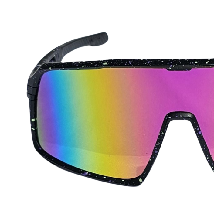 CHAMPION REVO + EVA BOX - czarny w kolorowe kropki - różowe/żółte lustro