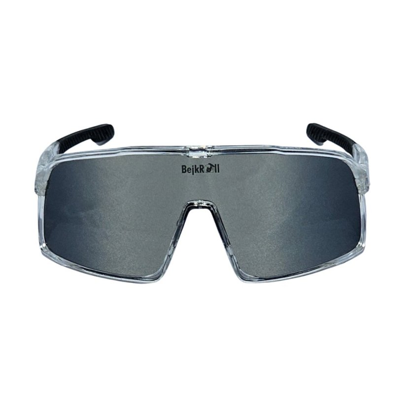 Sunglasses BejkRoll Champion REVO + EVA Box - transparent grey - silver mirror - front