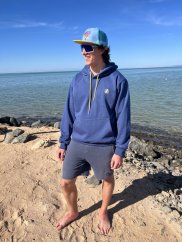 BEJK VELVET - Velvet sweatshirt with hood BejkRoll - blue - size L