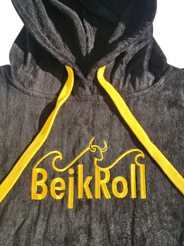 Surf Poncho BejkRoll WAVE MASTER - black - V folding hoodie - detail