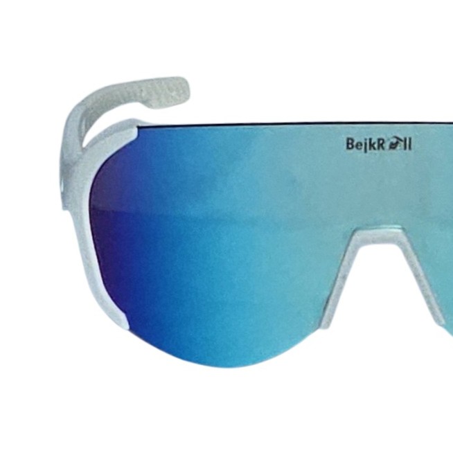 Sunglasses BejkRoll Champion REVO + EVA Box - rimless white -  blue golden mirror - front1/2