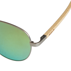 Sunglasses BejkRoll PILOT - gold mirror - logo detail on bamboo leg
