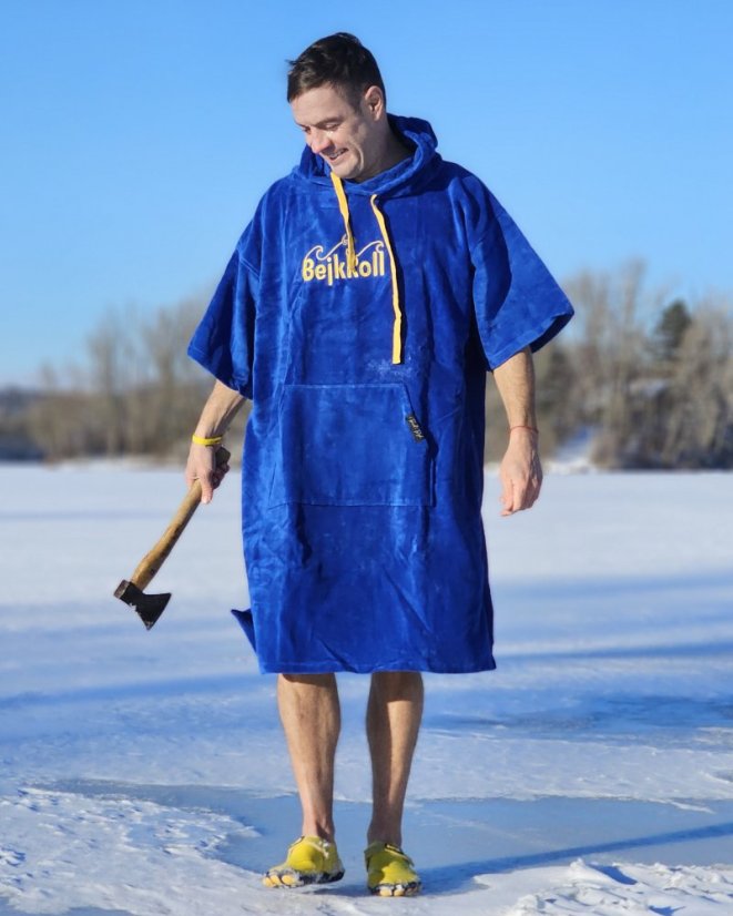 Surf Pončo BejkRoll WAVE MASTER - královská modrá - kluk na ledu se sekyrkou - otužování - předek