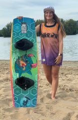 Sports functional Tank Top BejkRoll orange lila - front with wakeboard