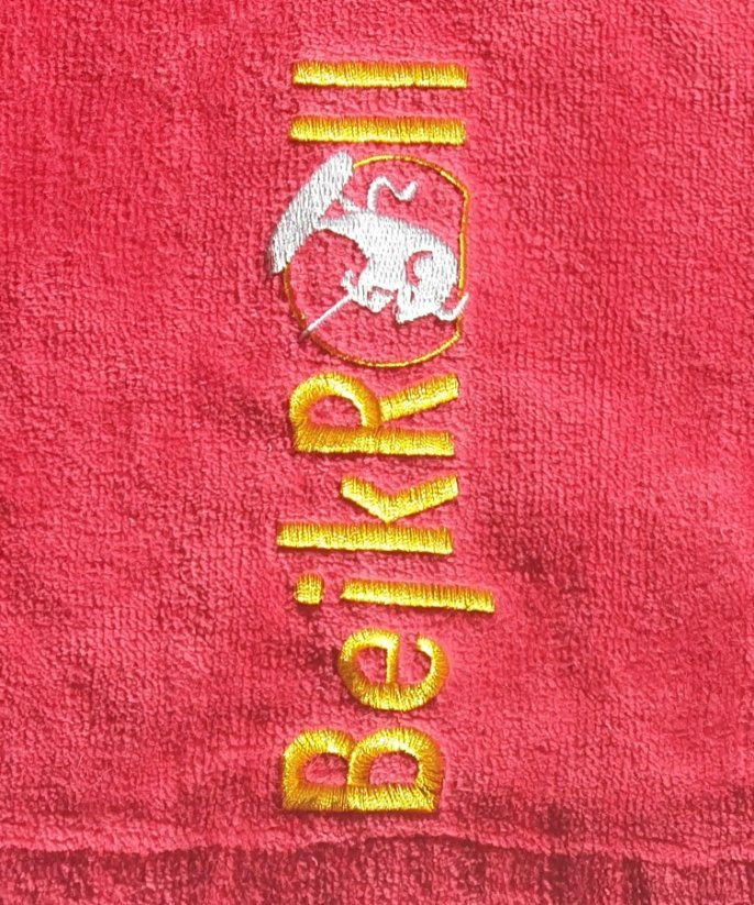 Surf Pončo BejkRoll melounová červená - zadní vyšívané logo