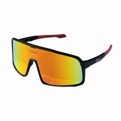 Sunglasses BejkRoll Champion REVO + EVA Box - black/red - orange/green mirror
