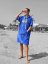 Surf Poncho BejkRoll WAVE MASTER - royal blue - girl on the beach with sunglasses bw background - size M