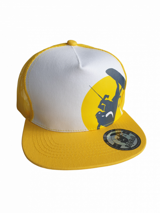 Snap Trucker Yellow-White cap BejkRoll - Rounded logo - front