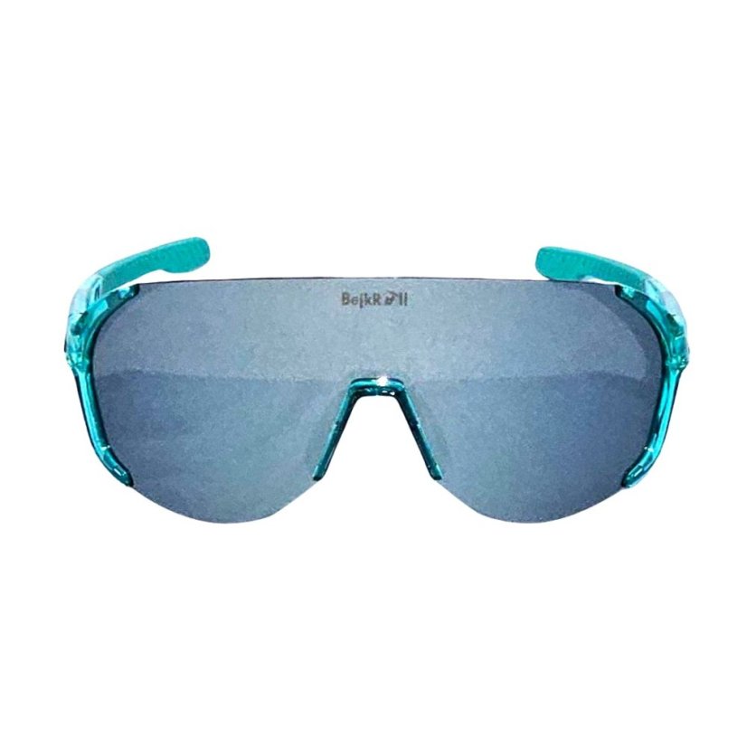 Sunglasses BejkRoll Champion REVO + EVA Box - rimless transparent light green - silver mirror - front