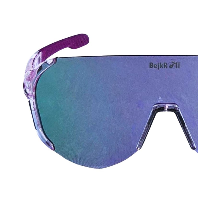 Sunglasses BejkRoll Champion REVO + EVA Box - rimless transparent light purple - purple mirror - front1/2