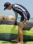 Board Shorts BejkRoll - OUTLINE 3/4 - light blue black & black rashguard - unisex - by the kite - side