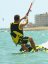 Camiseta de kitesurf BejkRoll negro amarillo/logotipo excéntrico (con orificio para gancho de trapecio)