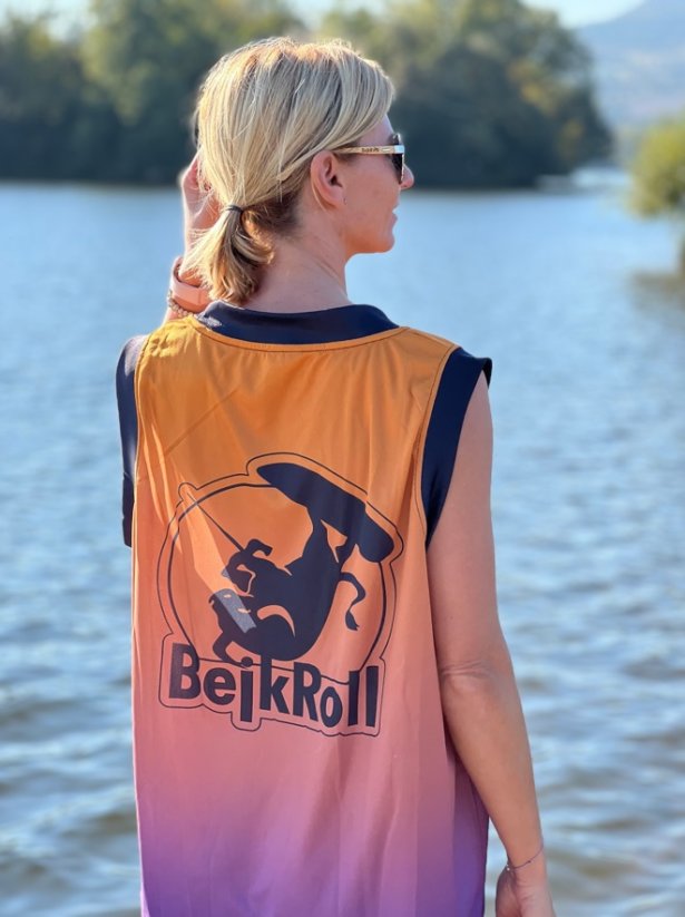 Sportovní funkční dres pro BejkRoll oranžovo fialový - zadek