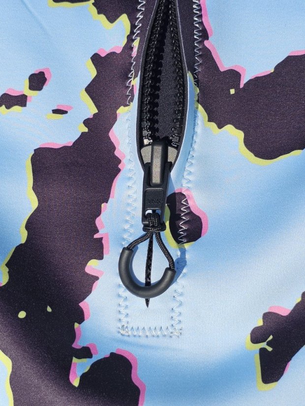 Dámský neopren BejkRoll Bull Skin modrý - detail - obšití a velmi kvalitní zip YKK