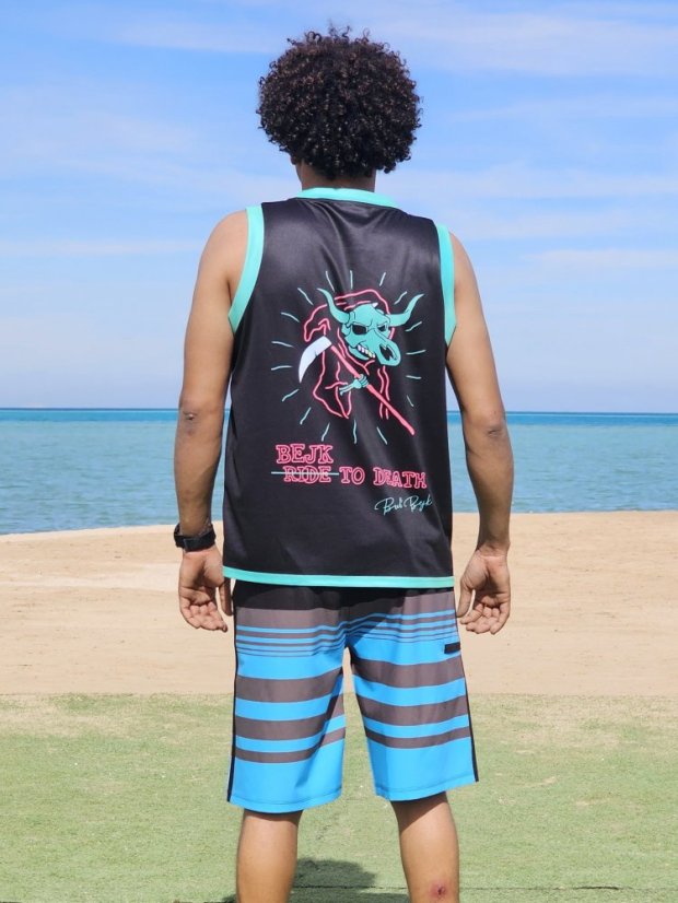 Camiseta deportiva BejkRoll negra verde/logotipo GUADAÑA - Color: negro/verde, Talla: S