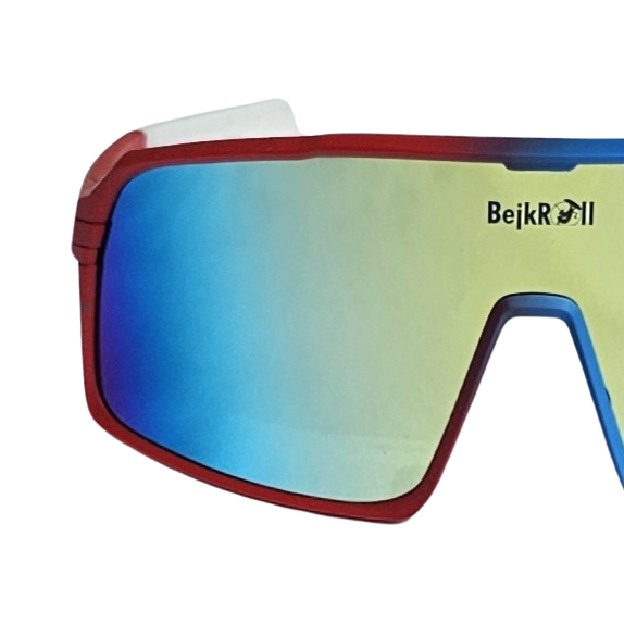 Brýle BejkRoll Champion REVO + EVA Box - barvy české vlajky - zlato-modré zrcadlo - předek 1/2