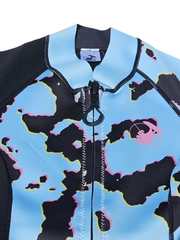 Dámský neopren BejkRoll Bull Skin modrý - detail - límeček velmi dobře obejme a ochrání krk