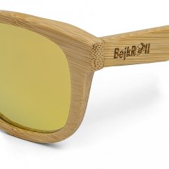 Sunglasses BejkRoll PERFORMER - orange mirror - blue lenses -  logo detail on bamboo leg