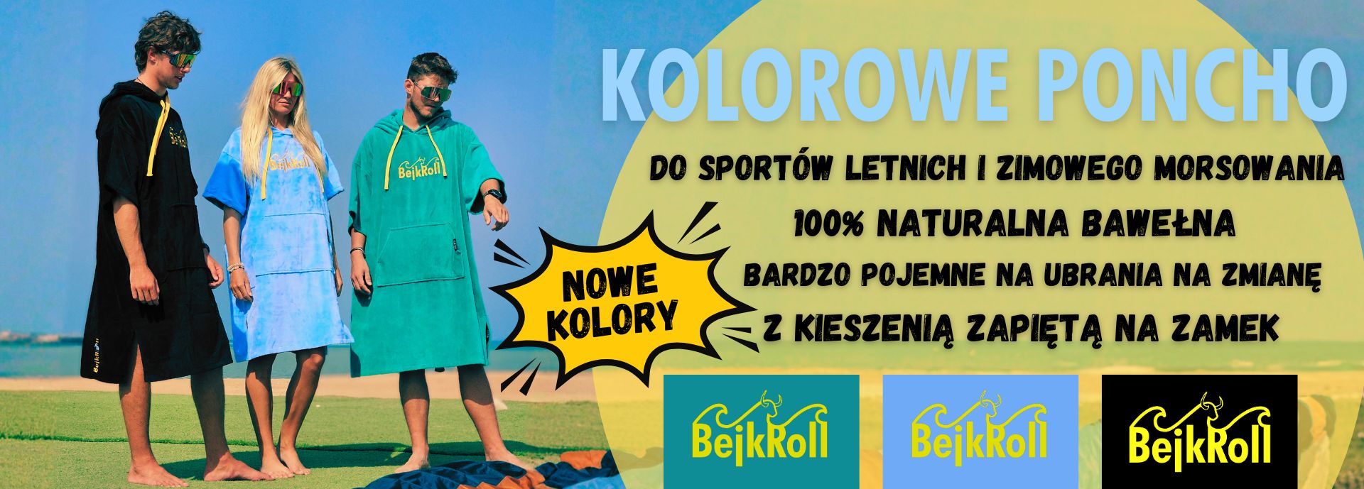 Nowe kolory - kolorowy ponczo BejkRoll
