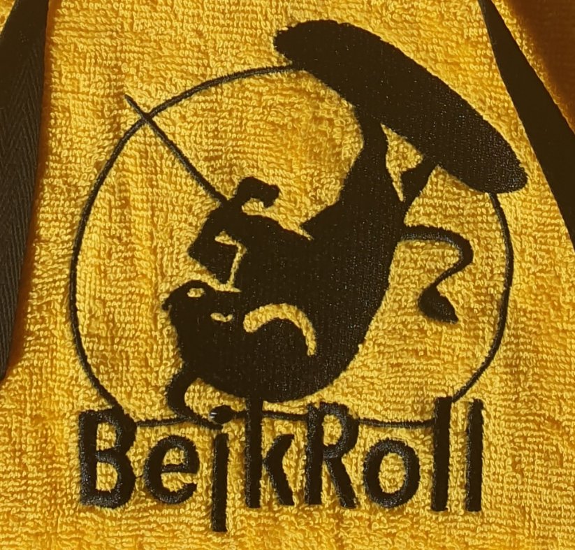 Surf Poncho BejkRoll MASTER yellow - front embroidered logo