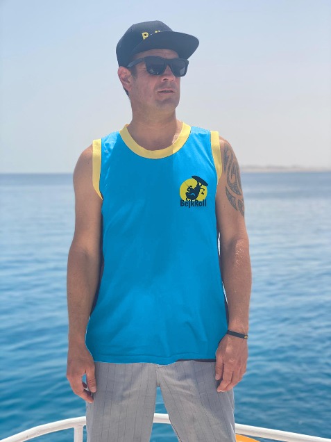 Sports functional Tank Top BejkRoll turquise yellow - front