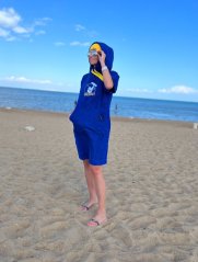 Ponczo surfingowe MASTER – błękit królewski – rozpakowane