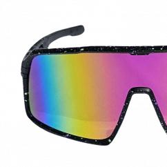 Brýle BejkRoll Champion REVO + EVA Box - černé s barevnými tečkami - růžové/žluté zrcadlo - předek1/2