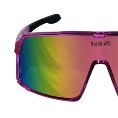 Sunglasses BejkRoll Champion REVO + EVA Box - transparent lila - pink golden mirror - front1/2