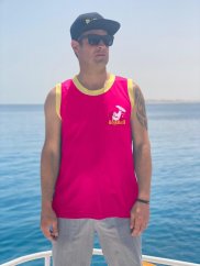 Sports functional Tank Top BejkRoll pink yellow - personalised - front