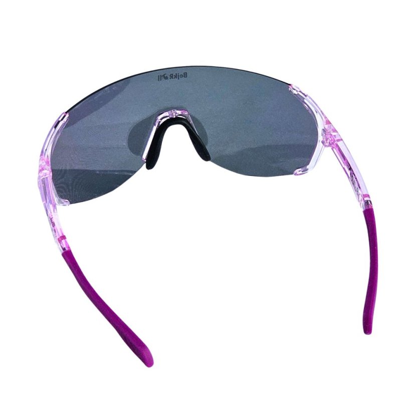 Sunglasses BejkRoll Champion REVO + EVA Box - rimless transparent light purple - purple mirror - back