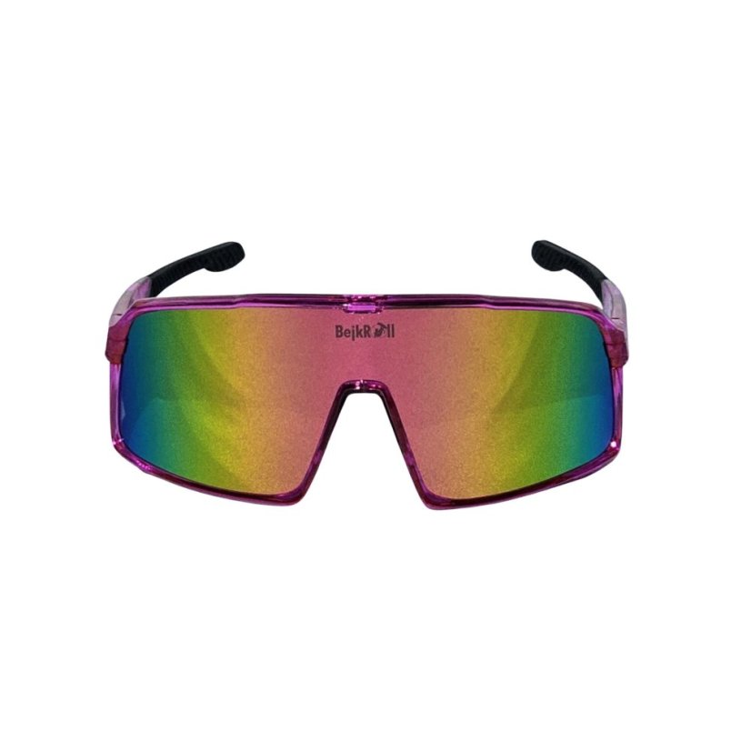 Sunglasses BejkRoll Champion REVO + EVA Box - transparent lila - pink golden mirror - front