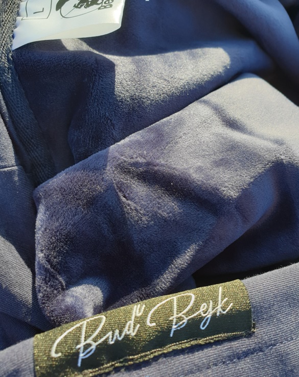 BEJK VELVET – Samt-Sweatshirt mit Kapuze mit Reißverschluss – Marineblau - Farbe: blau/marineblau, Größe: L