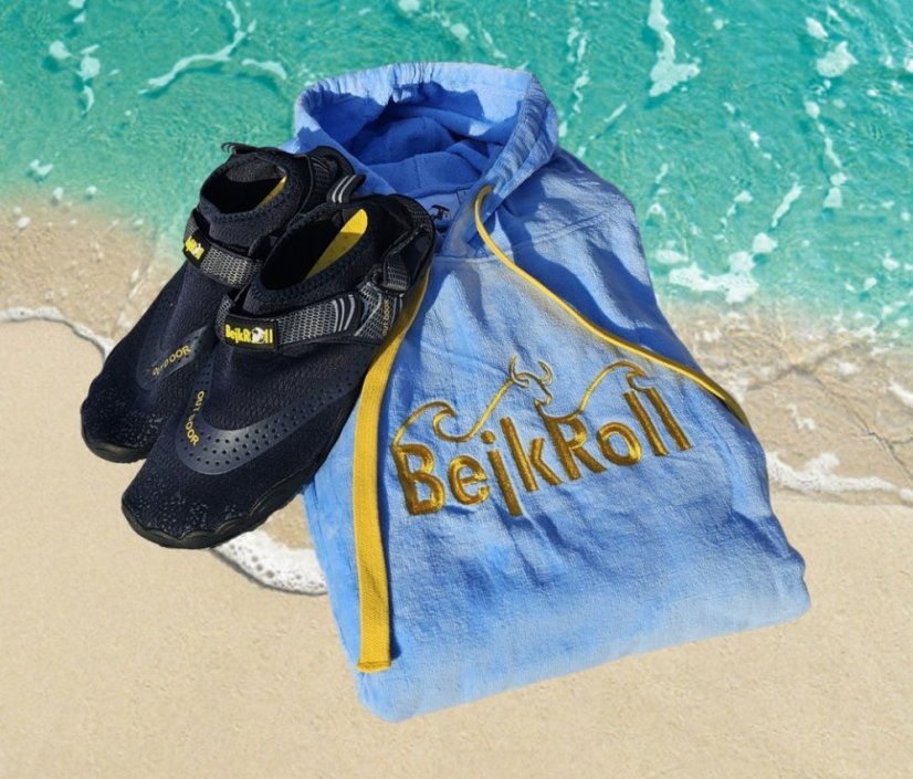 Surf Pončo BejkRoll nebeské modré a boty do vody - námořní modrá