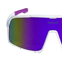 CHAMPION REVO + EVA BOX - biały w kolorowe kropki - fioletowo-żółte lustro