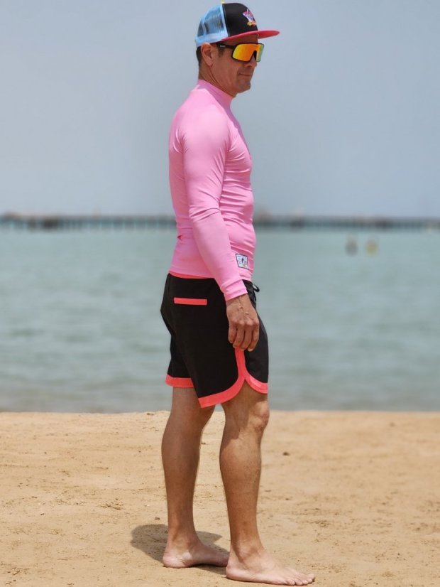 Šorty BejkRoll - OUTLINE 3/4 - růžové černé a růžová lycra - unisex - strana2