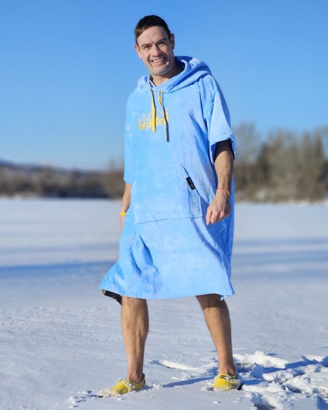 Surf Poncho BejkRoll WAVE MASTER - sky blue - boy on the ice - hardening - front