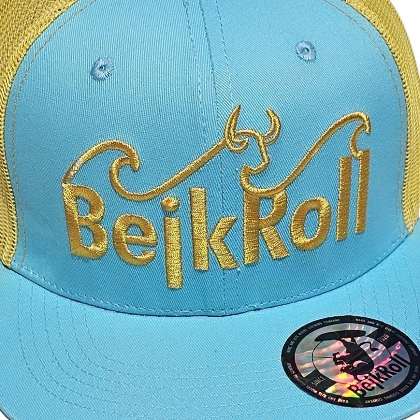 Gorra Snap Trucker azul claro/amarillo - logotipo LANA